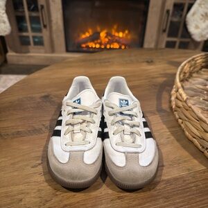 Adidas Kids' White and Black Sneakers with Beige Accents